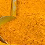 Abstract image of Indian tumeric powder from vegetable market.
