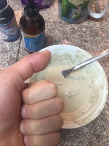 Thumbs up! This was my infected thumb while I was creating the bentonite clay poultice.