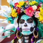 Portrait of a Woman with Day of the Dead Costumes and Skull Make